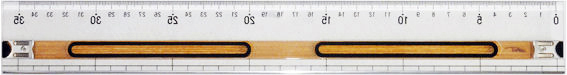 ユニバーサル定規３５ｃｍ（Tapiro 2 Wood）アンティークホワイト・裏面,ずれないカッティング定規,滑らないカッティング定規・Non-slip cutting ruler